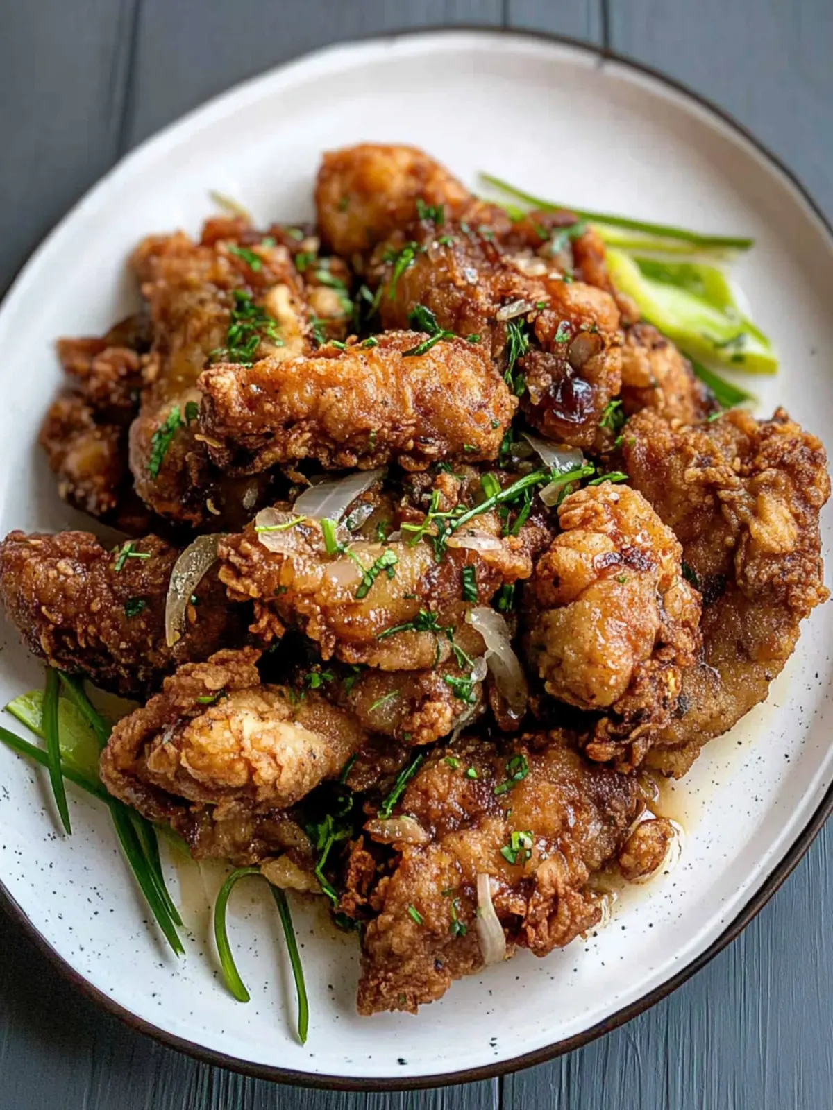 Crispy Fried Chicken Liver with Flavorful Onion Rings 2 Fried Chicken Liver