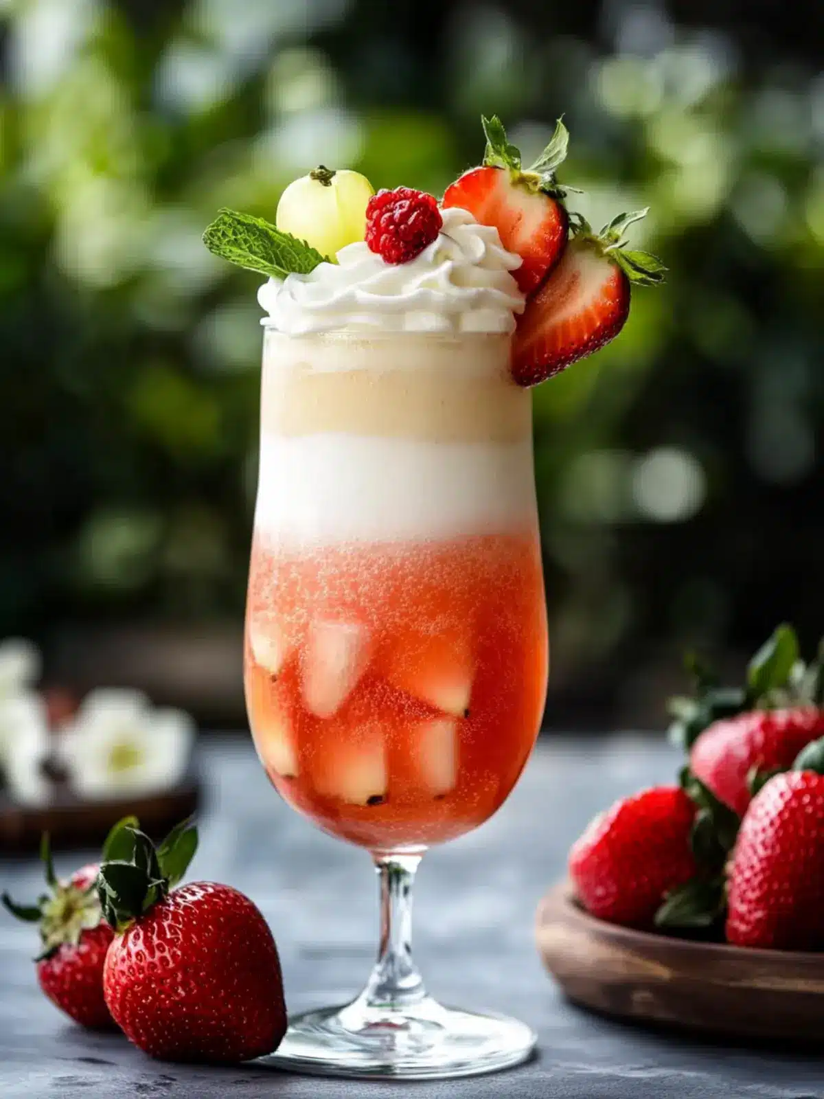 Refreshing Fruit Irish Cream Soda with Fresh Strawberries 2 Fruit Irish Cream Soda