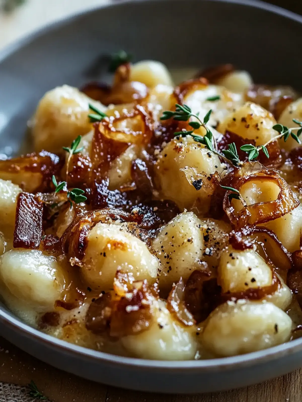 Gnocchi with Caramelized Onions and Gruyere: Cozy Comfort Food 2 Gnocchi with Caramelized Onions and Gruyere
