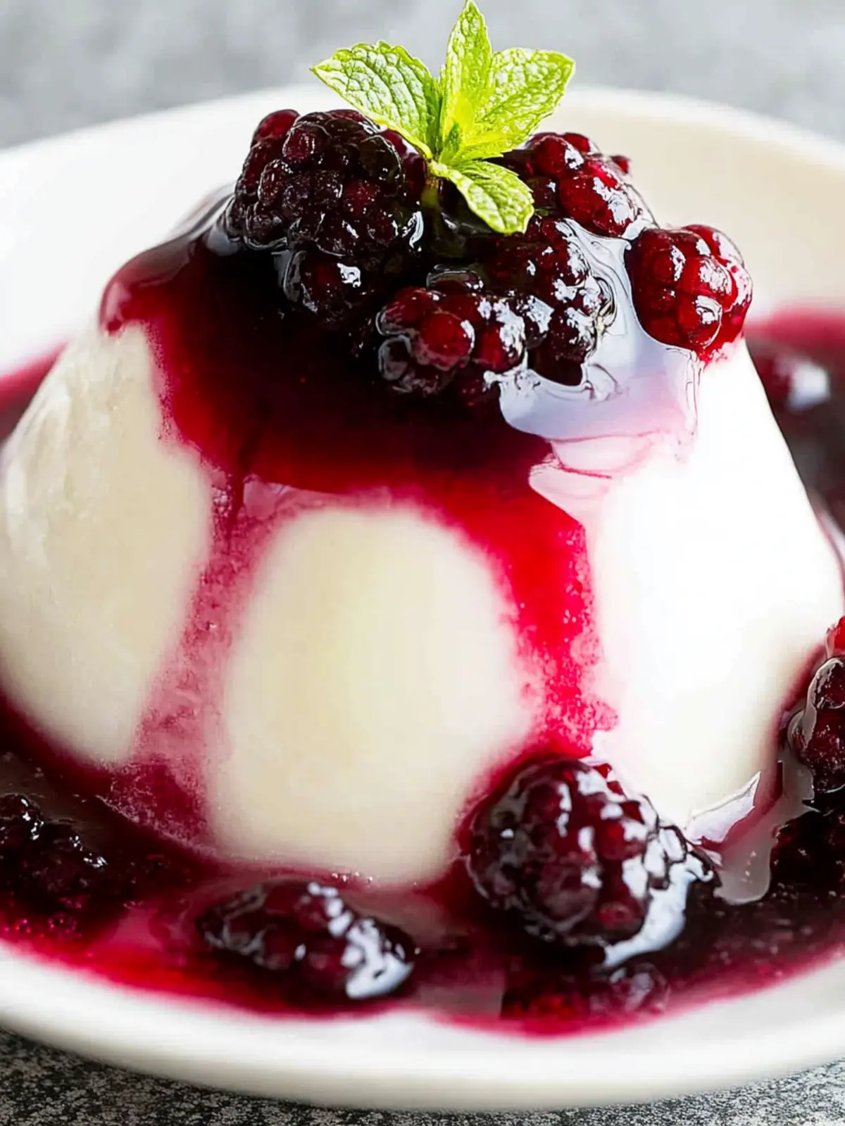 Deliciously Creamy Blancmange with Fresh Blackberry Sauce 4 Blancmange