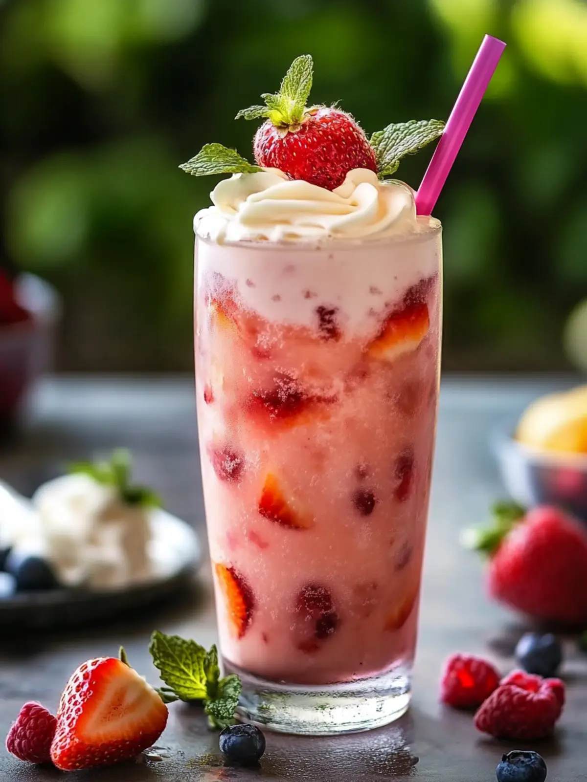 Refreshing Fruit Irish Cream Soda with Fresh Strawberries 3 Fruit Irish Cream Soda