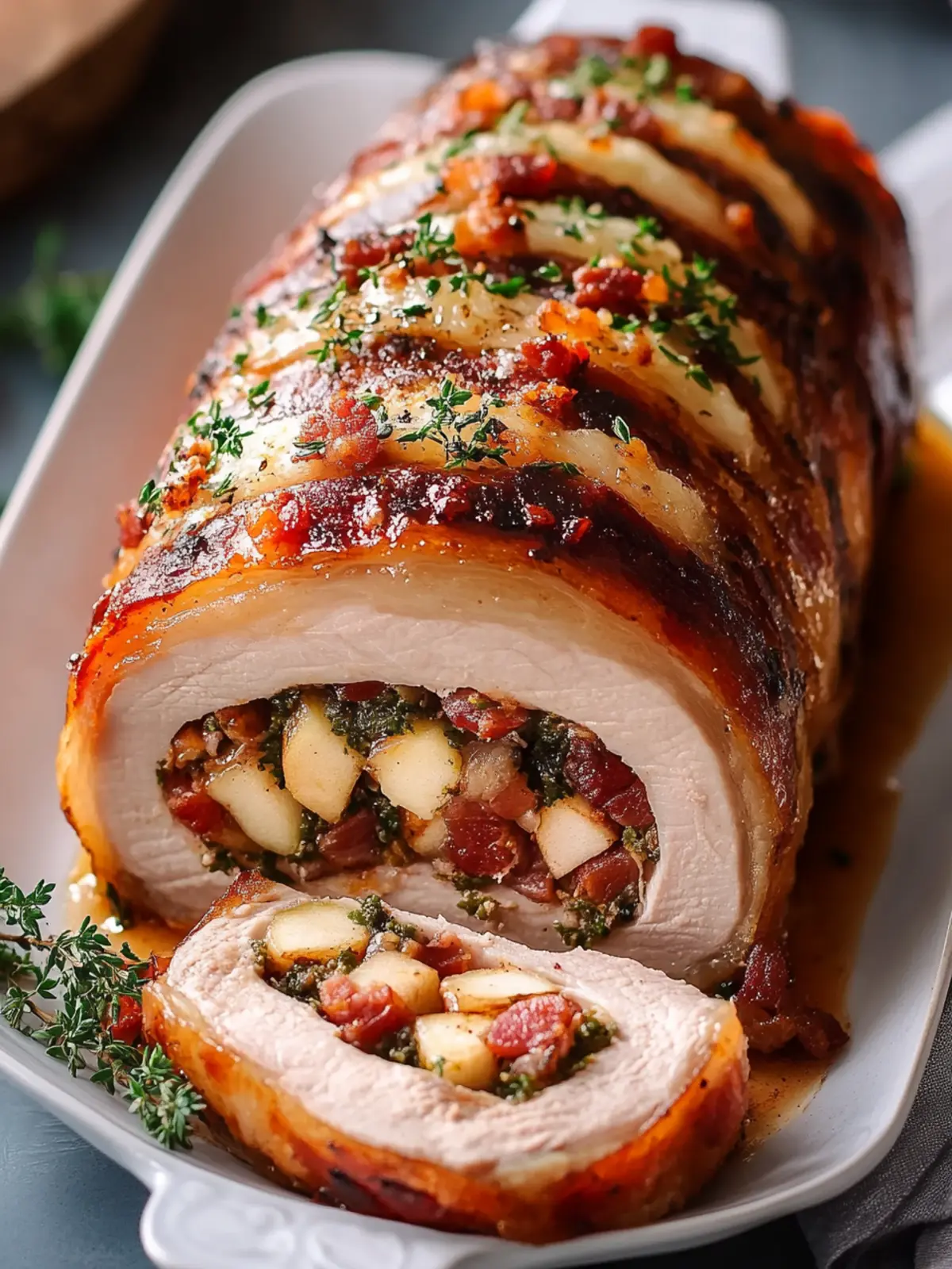 Savory Apple & Bacon Stuffed Pork Loin Roll for Festive Feasts 4 Apple & Bacon Stuffed Pork Loin Roll
