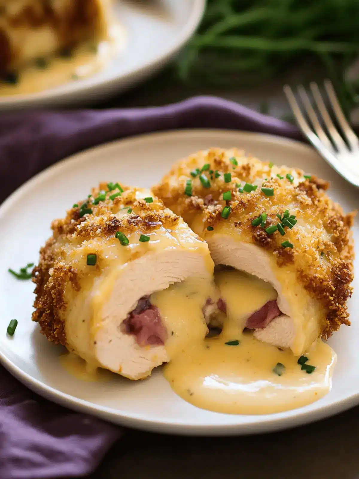 Savory Chicken Cordon Bleu with Creamy Honey Mustard Sauce 2 Chicken Cordon Bleu