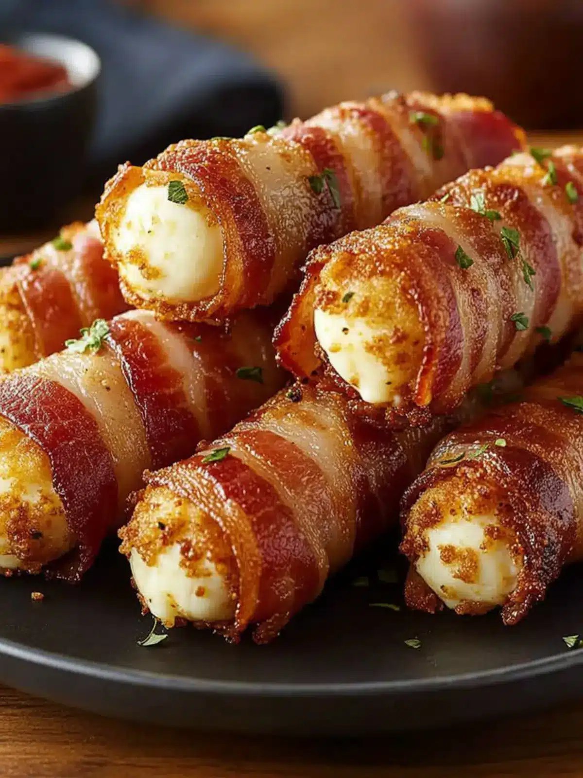 Crispy Bacon-Wrapped Mozzarella Sticks for Snack Lovers 2 Crispy Bacon-Wrapped Mozzarella Sticks