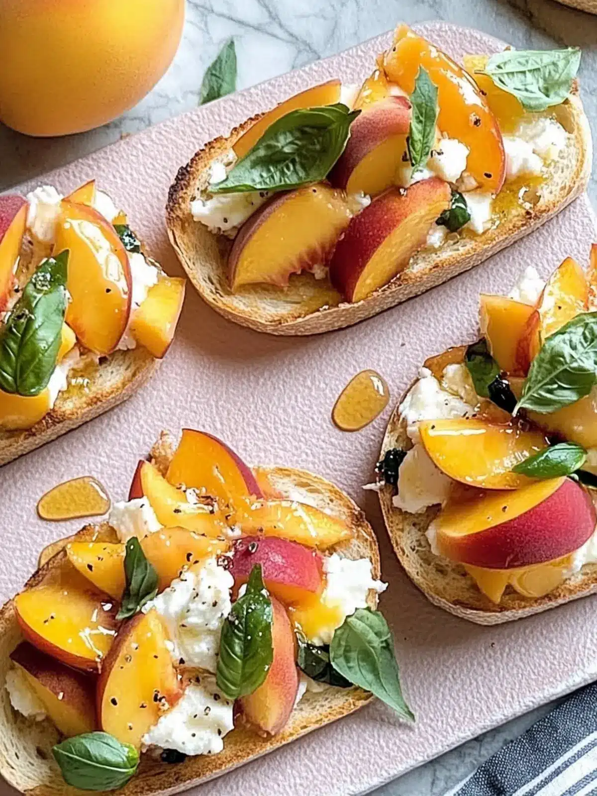 Peach Bruschetta with Goat Cheese and Honey: A Summer Delight 2 Peach Bruschetta with Goat Cheese and Honey