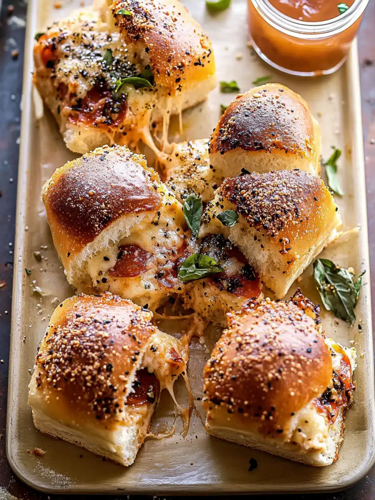 Savor Pull Apart Roasted Garlic Pizza Dip Sliders Tonight! 4 Pull Apart Roasted Garlic Pizza Dip Sliders