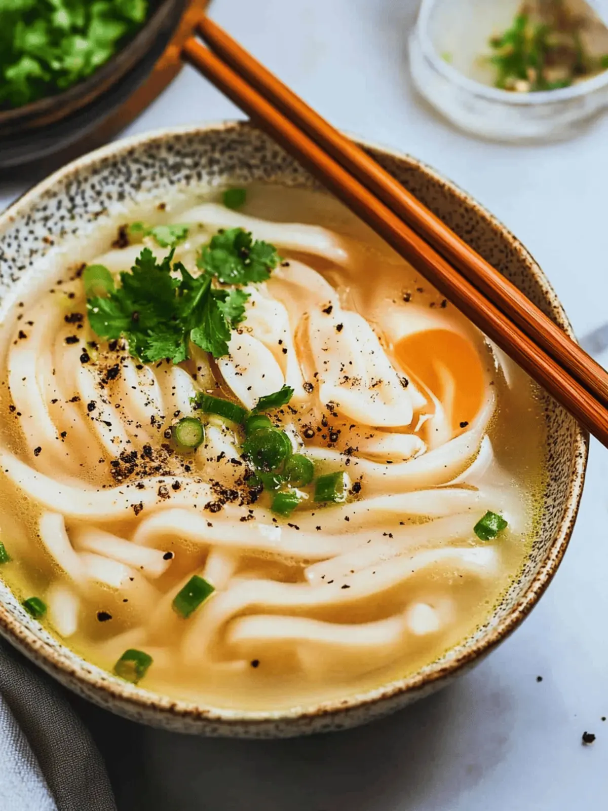 Velvety Thick Noodles Soup with Savory Pork and Herbs 3 Thick Noodles Soup