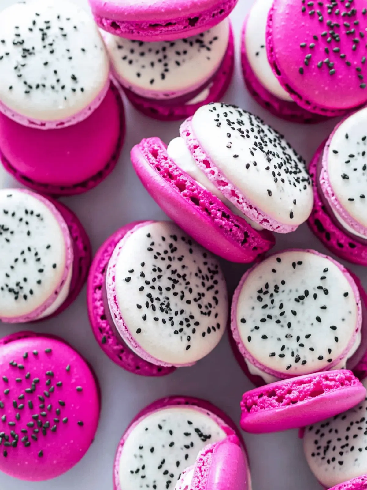 Delightful Dragon Fruit Macarons with Creamy Buttercream! 3 Dragon Fruit Macarons