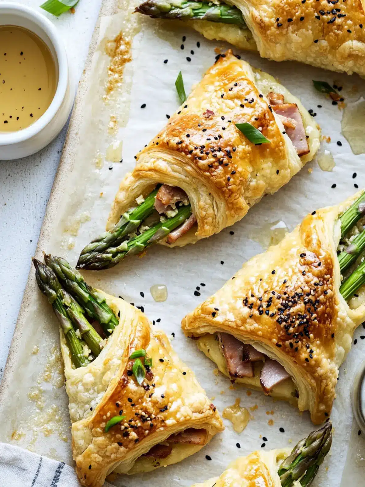 Irresistible Asparagus Ham & Cheese Puff Pastry Bundles 3 Asparagus Ham & Cheese Puff Pastry Bundles