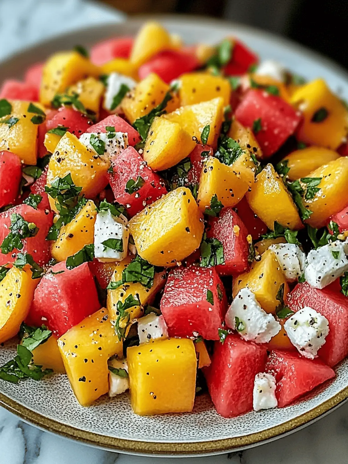 Bright and Zesty Peach Watermelon Salad for Summer Bliss 2 Peach Watermelon Salad