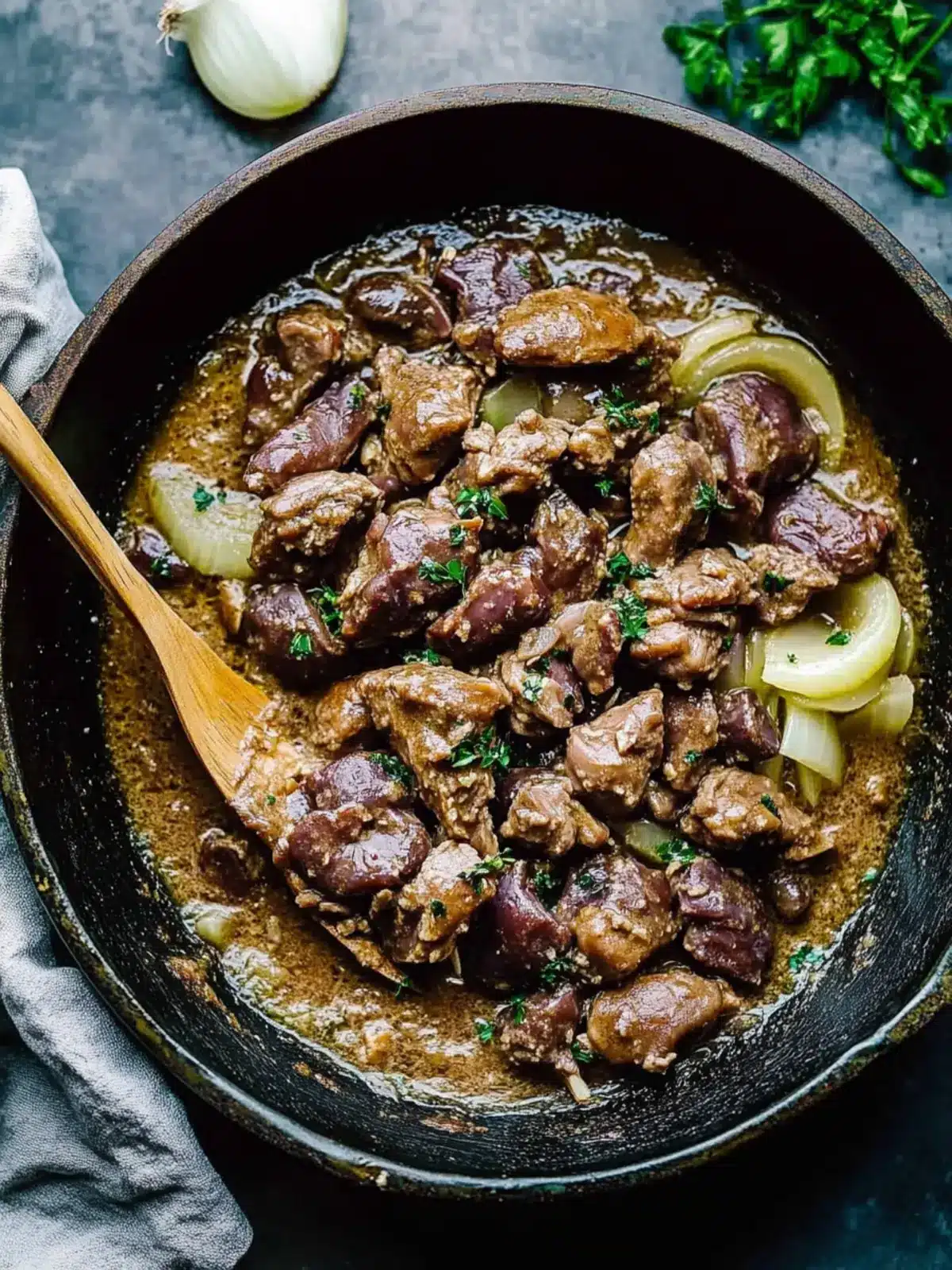 Savory Chicken Liver and Onions in Creamy White Wine Sauce 3 Chicken Liver and Onions