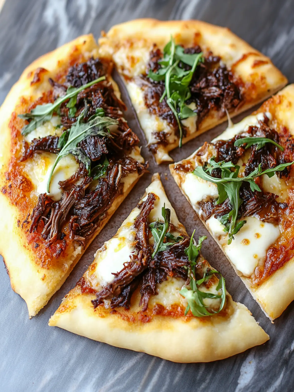Savory Short Rib Pizza with Irresistible Smoked Gouda Cream Sauce 3 Short Rib Pizza with Smoked Gouda Cream Sauce