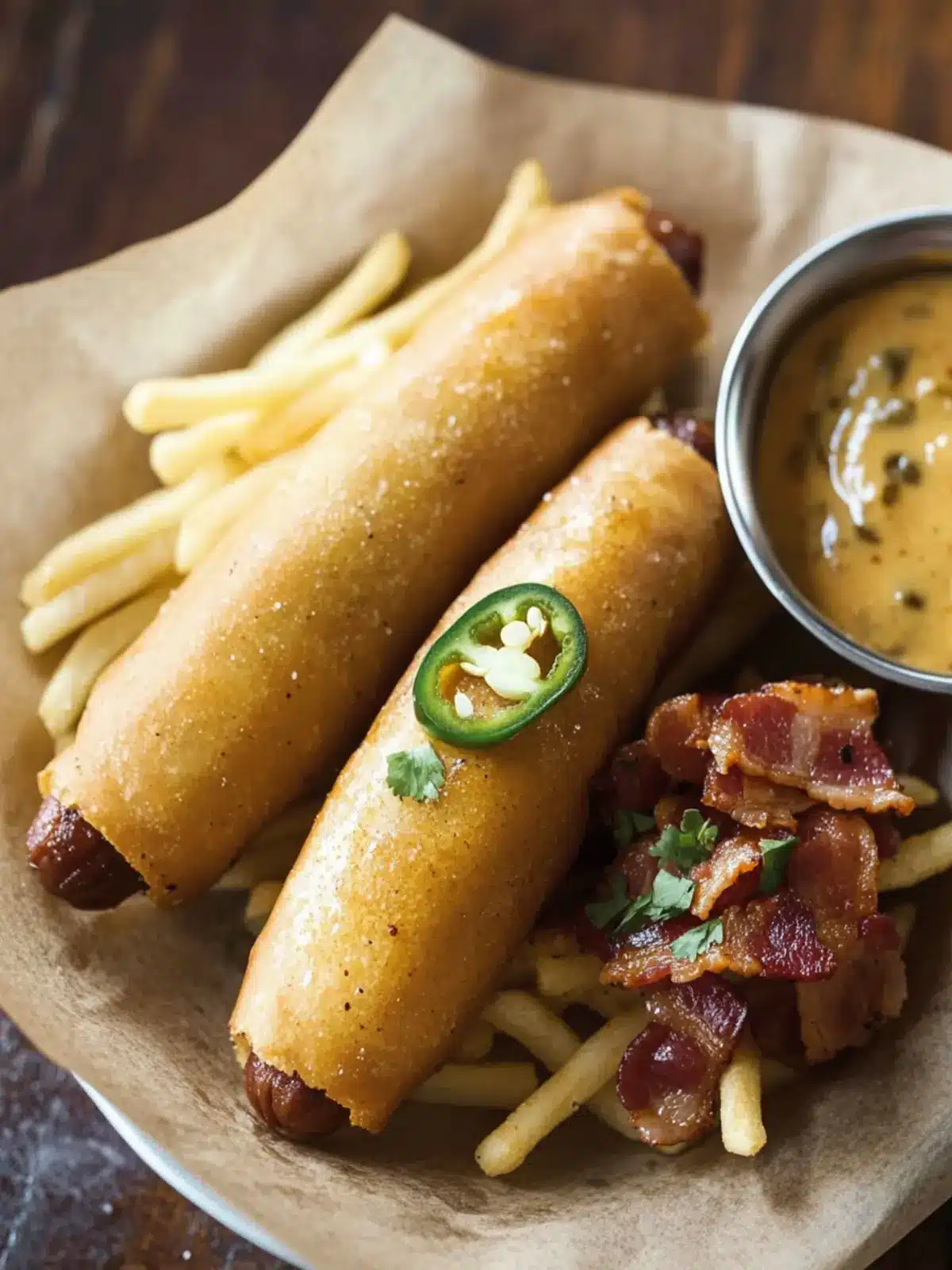 Crispy Dogs with Bacon-Jalape o Dipping Sauce That Wow 3 Crispy Dogs with Bacon-Jalape o Dipping Sauce