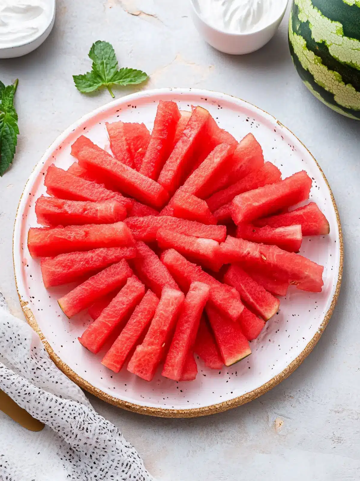 Delicious Watermelon Fries with Sweet Strawberry Yogurt Dip 2 Watermelon Fries