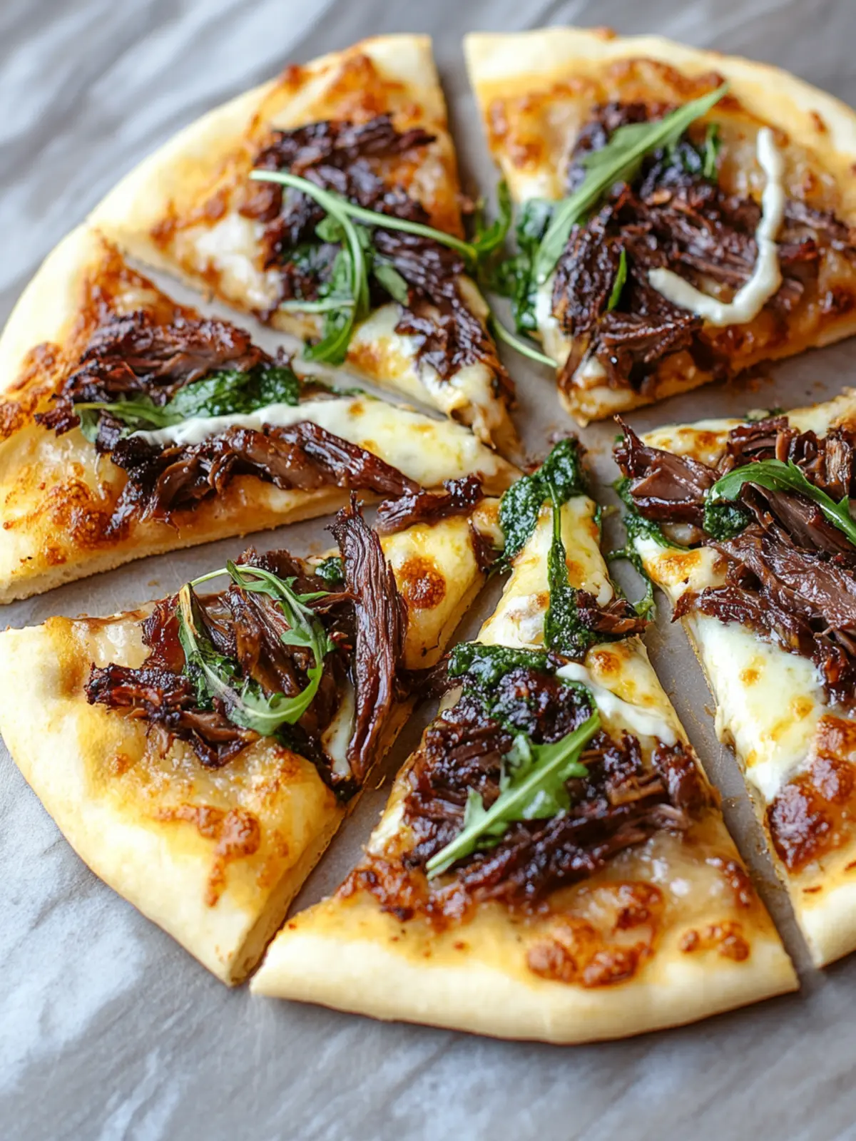 Savory Short Rib Pizza with Irresistible Smoked Gouda Cream Sauce 4 Short Rib Pizza with Smoked Gouda Cream Sauce