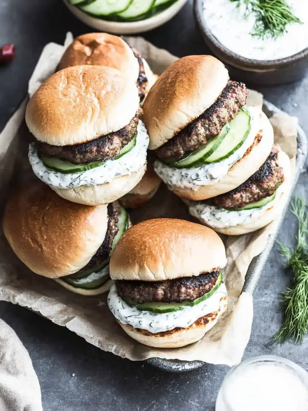 Irresistible Lamb Sliders with Dill Greek Yogurt Delight 3 Lamb Sliders with Dill Greek Yogurt