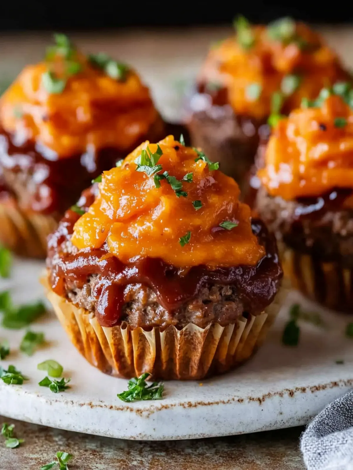 BBQ Meatloaf Muffins with Sweet Potato Topping Delight 4 BBQ Meatloaf Muffins with Sweet Potato Topping