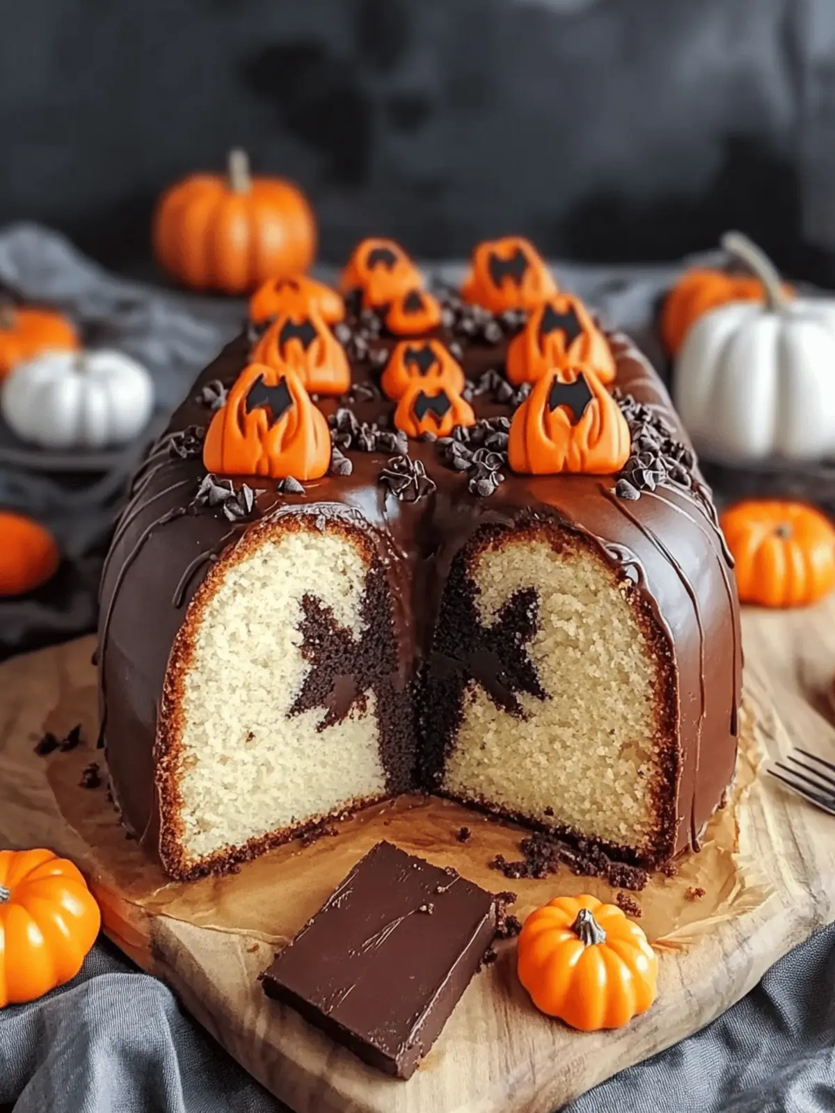 Halloween Chocolate Pound Cake with a Fun Bat Surprise 2 Halloween Chocolate Pound Cake