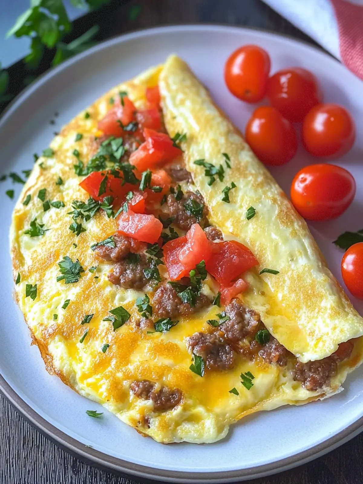 Sausage Tomato Cheese Omelet for a Hearty Breakfast Boost 3 Sausage Tomato Cheese Omelet