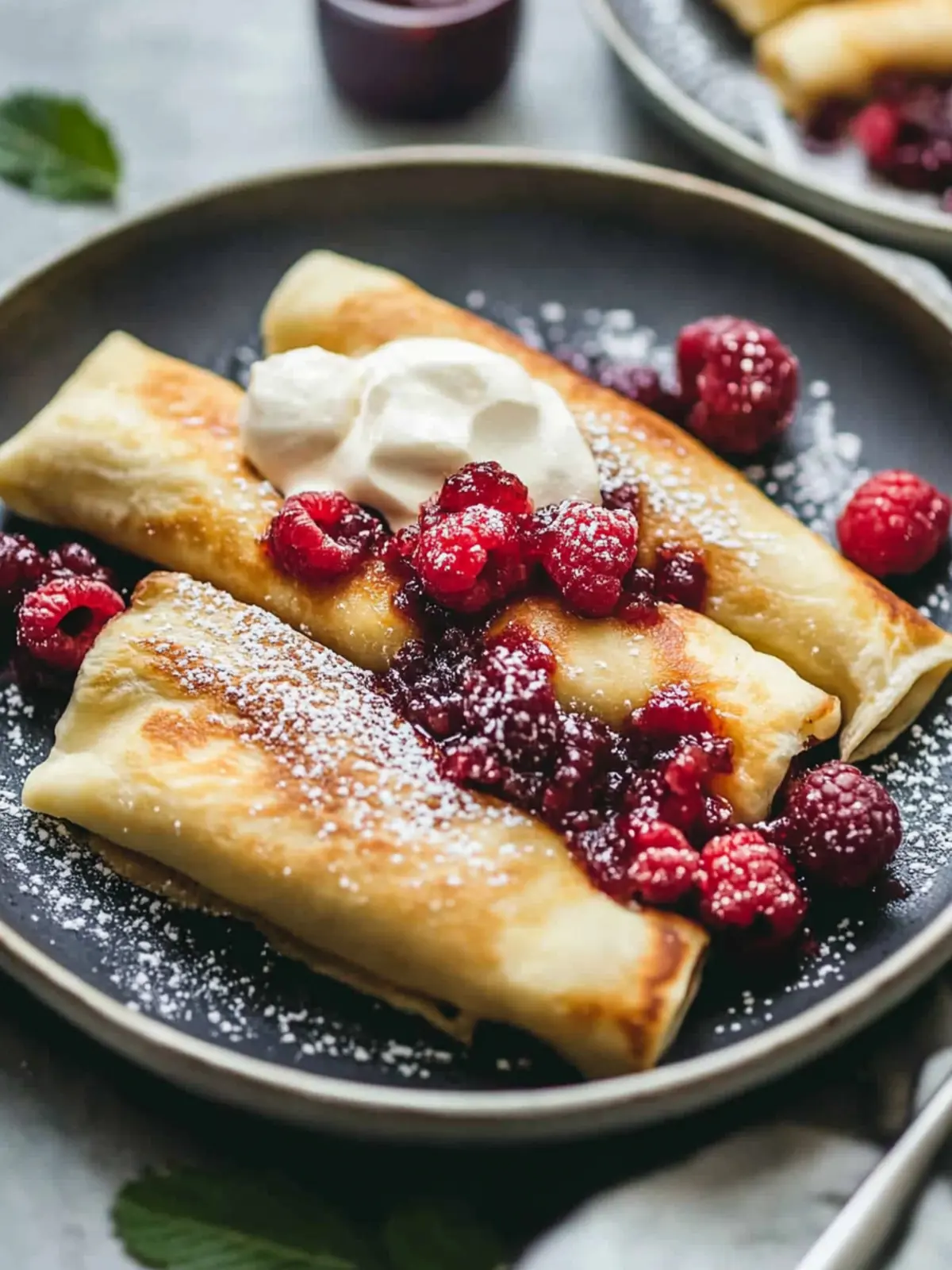 Mouthwatering Cheese Blintzes with Sweet Strawberry Sauce 2 Cheese Blintzes