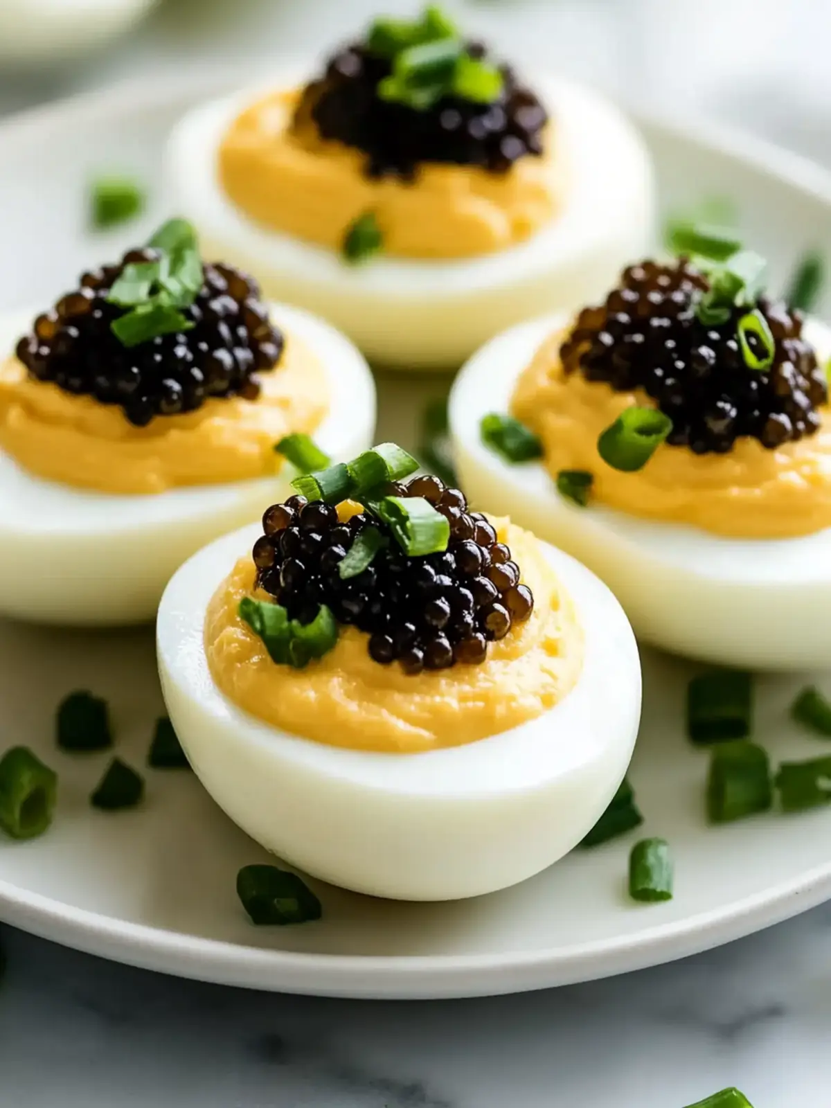 Delightful Deviled Quail Eggs with Caviar for Elegant Entertaining 3 Deviled Quail Eggs with Caviar
