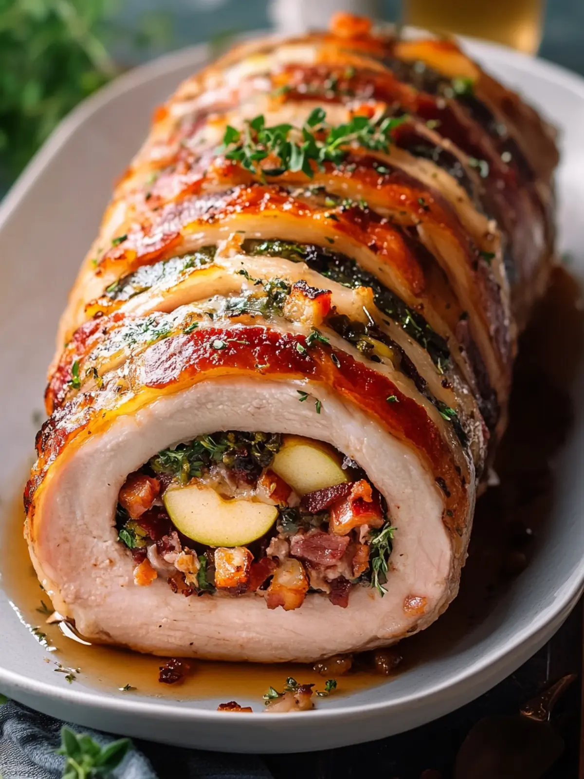 Savory Apple & Bacon Stuffed Pork Loin Roll for Festive Feasts 2 Apple & Bacon Stuffed Pork Loin Roll