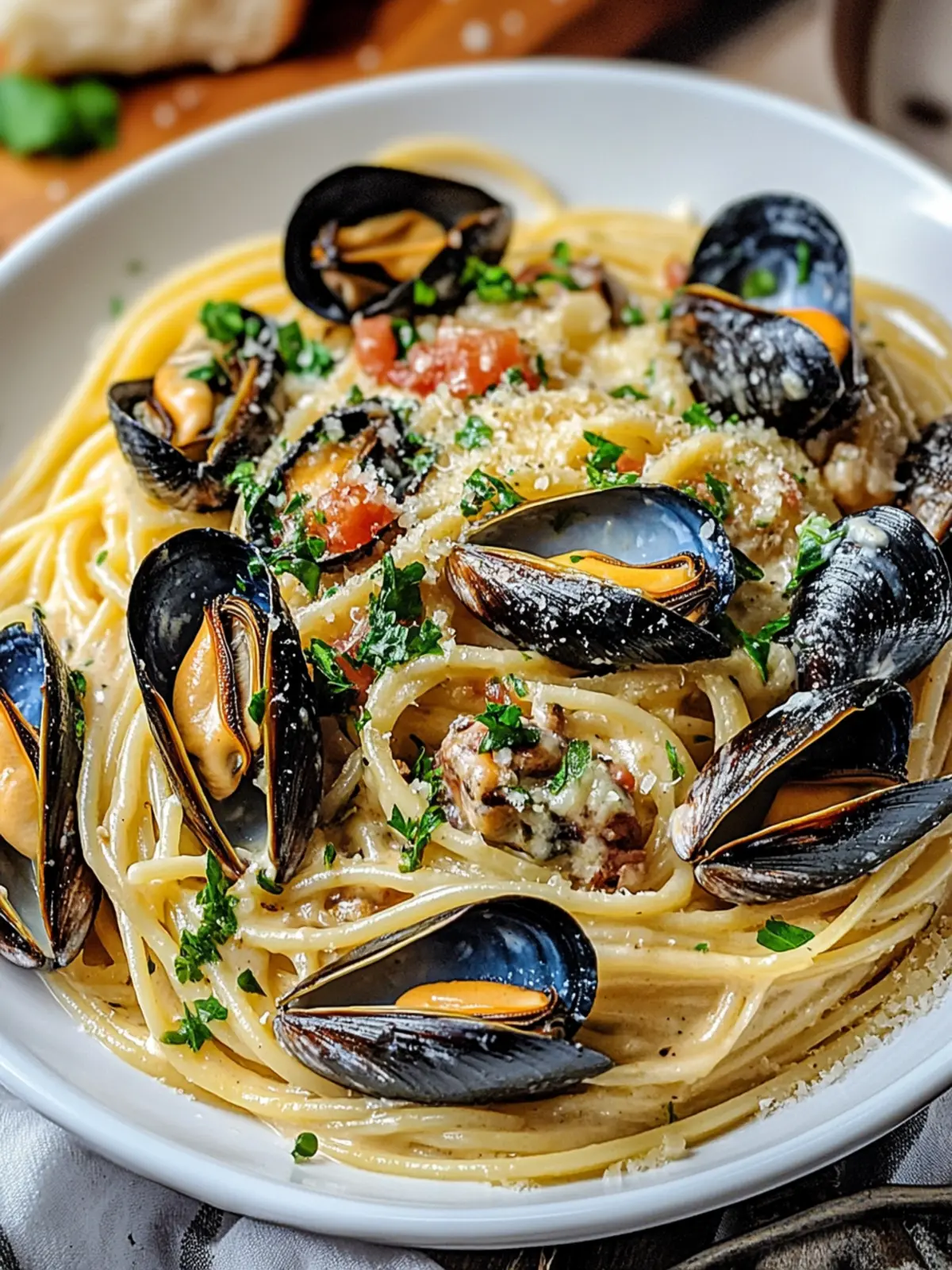 Indulge in Creamy Garlic Mussels and Spaghetti Delight 3 Creamy Garlic Mussels and Spaghetti