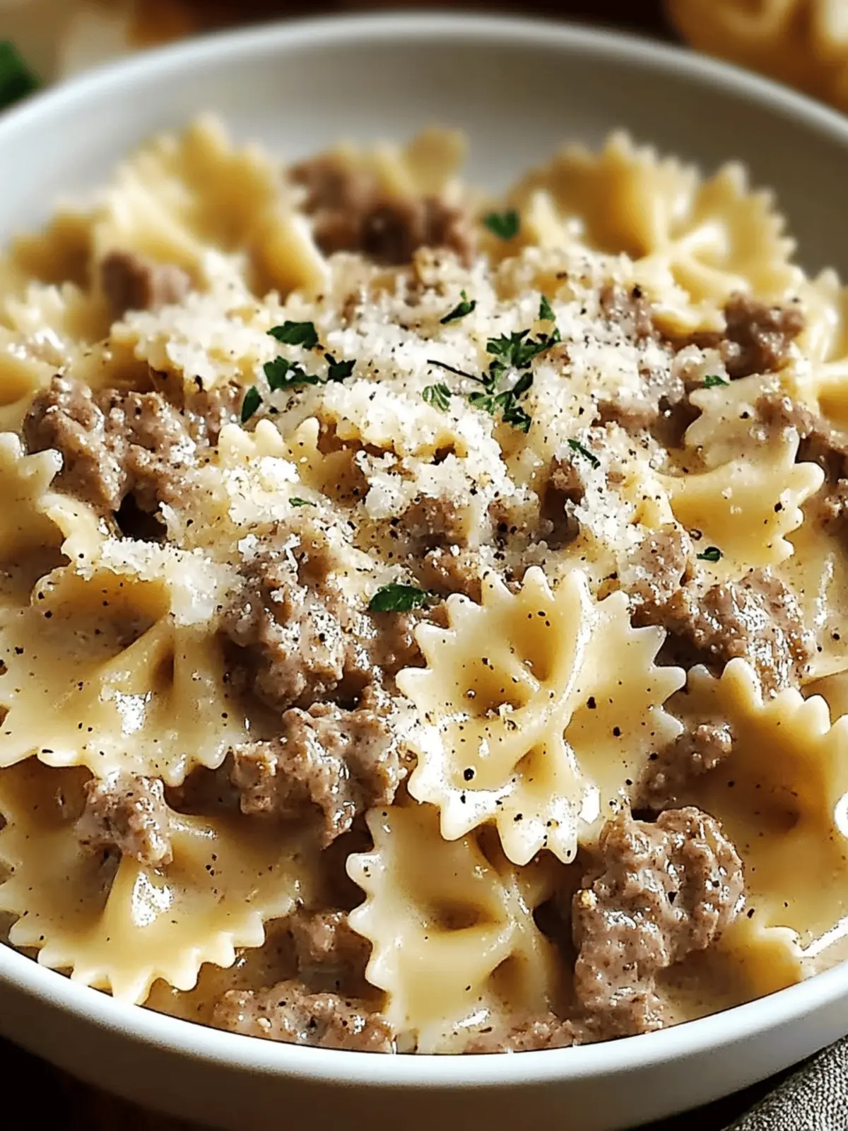 Creamy Parmesan Garlic Beef Bowtie Pasta in Just 30 Minutes 4 Creamy Parmesan Garlic Beef Bowtie Pasta