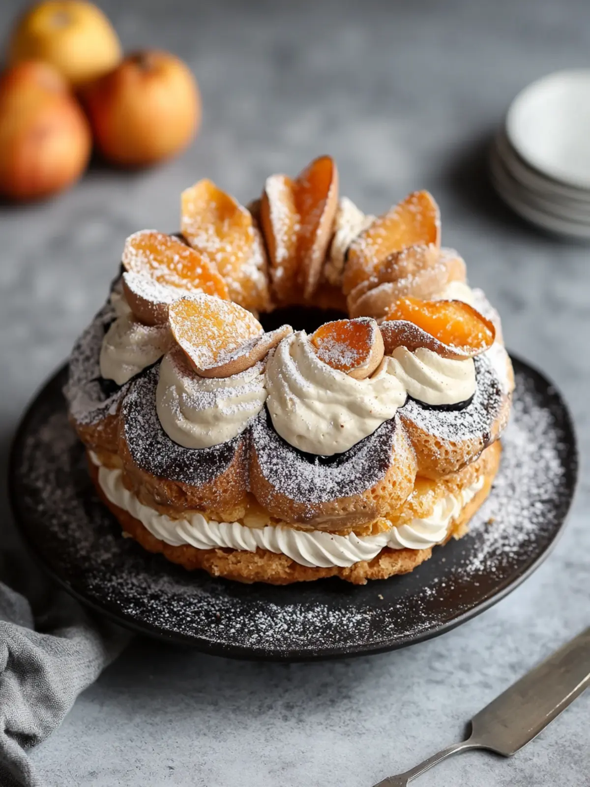 Decadent Black Sesame & Persimmon Paris-Brest to Impress 4 Black Sesame & Persimmon Paris-Brest