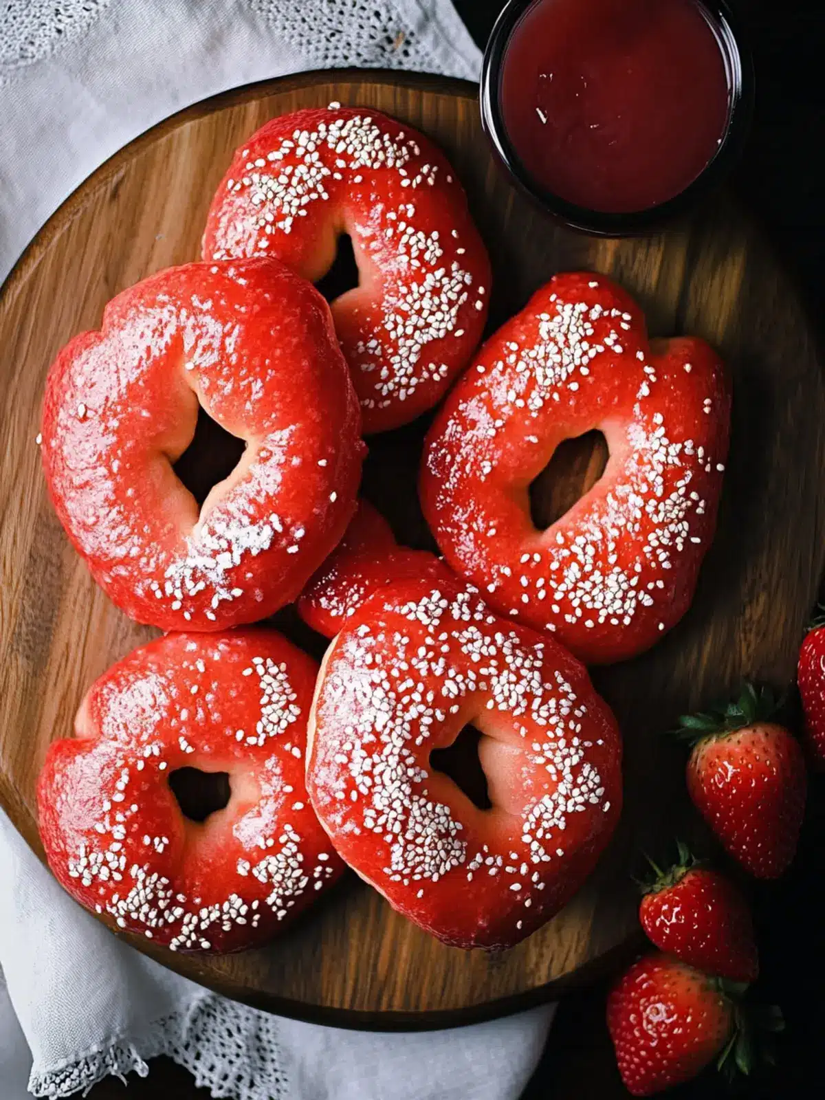 Delicious Strawberry Bagels with Sweet Cream Cheese Spread 3 Strawberry Bagels