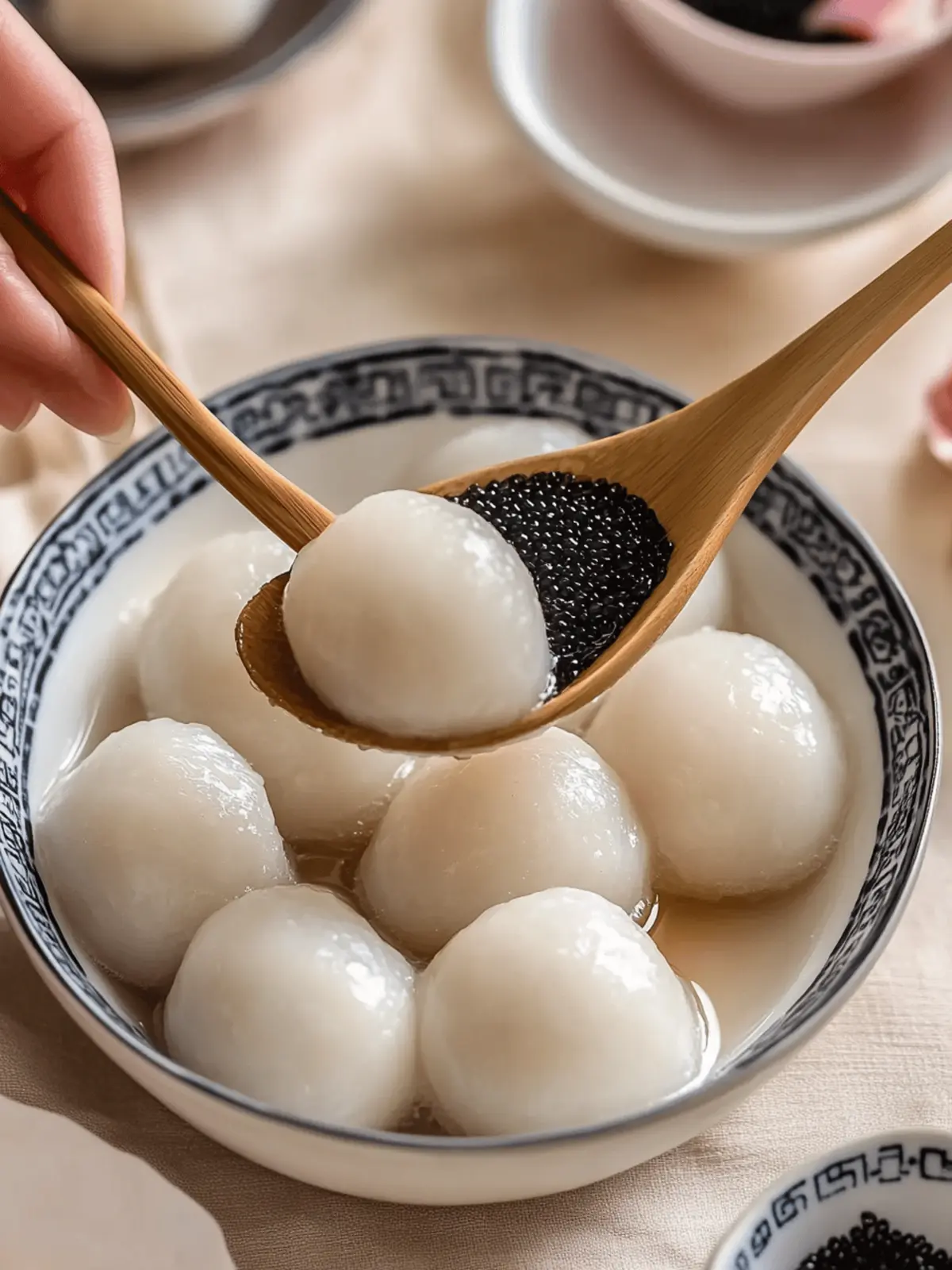 Delicious Glutinous Rice Balls with Sweet Black Sesame Filling 3 Glutinous Rice Balls