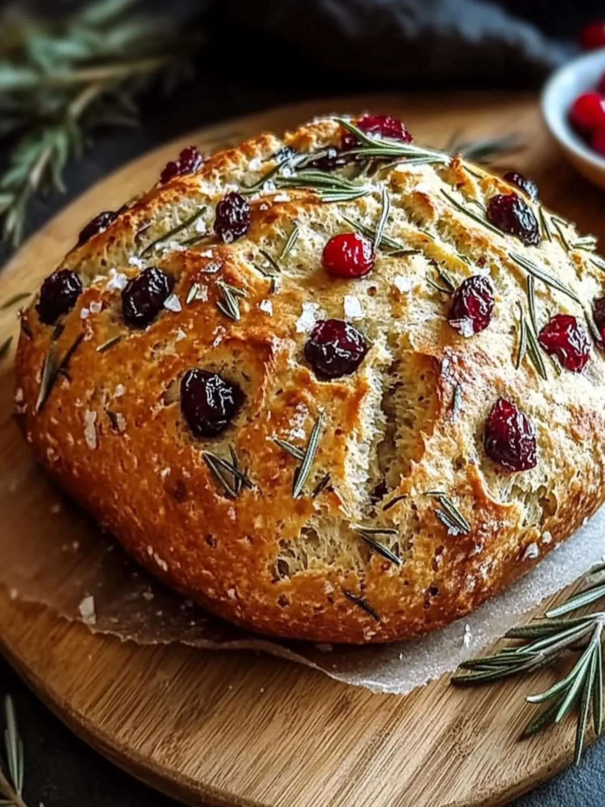 Delicious Rosemary Cranberry Bread with Olive Oil & Sea Salt 2 Rosemary Cranberry Bread with Olive Oil & Sea Salt
