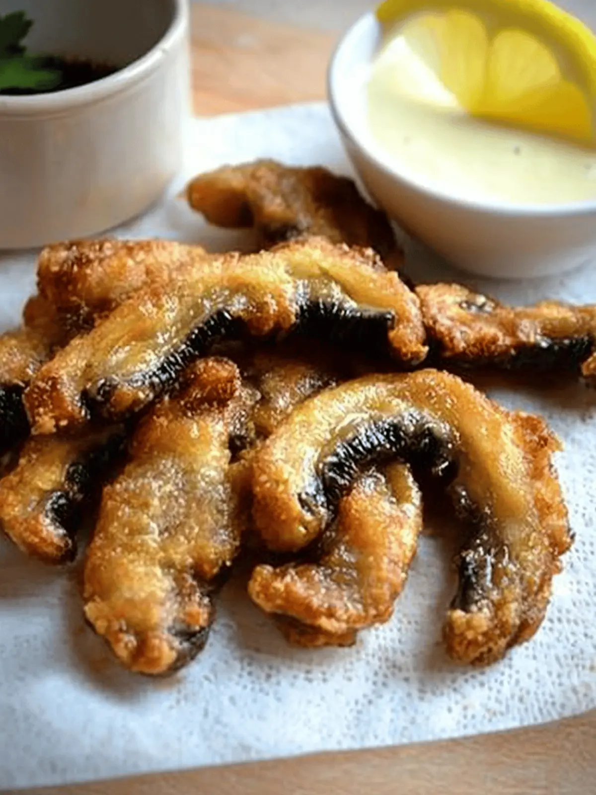 Crispy Fried Mushrooms with Zesty Meyer Lemonnaise Delight 3 Fried Mushrooms