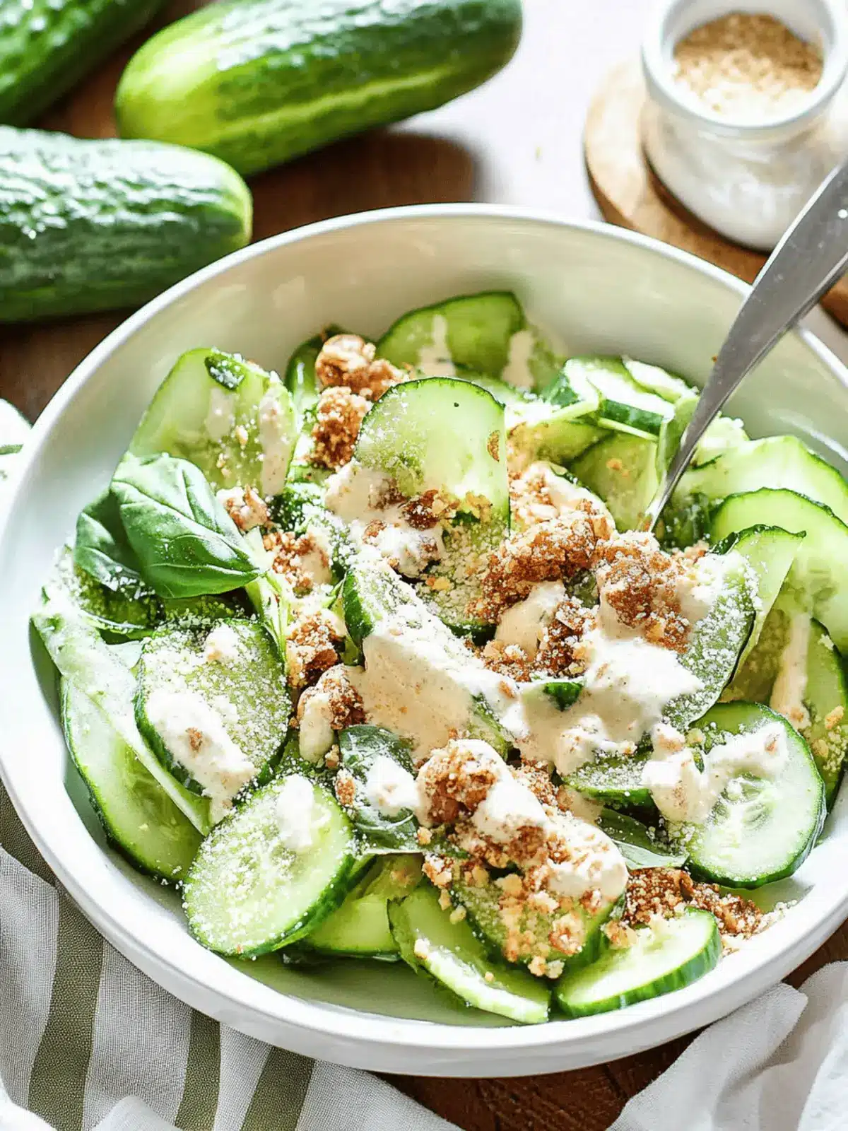Crispy Cucumber Caesar Salad: Refreshing & Low-Cal Delight 2 Cucumber Caesar Salad