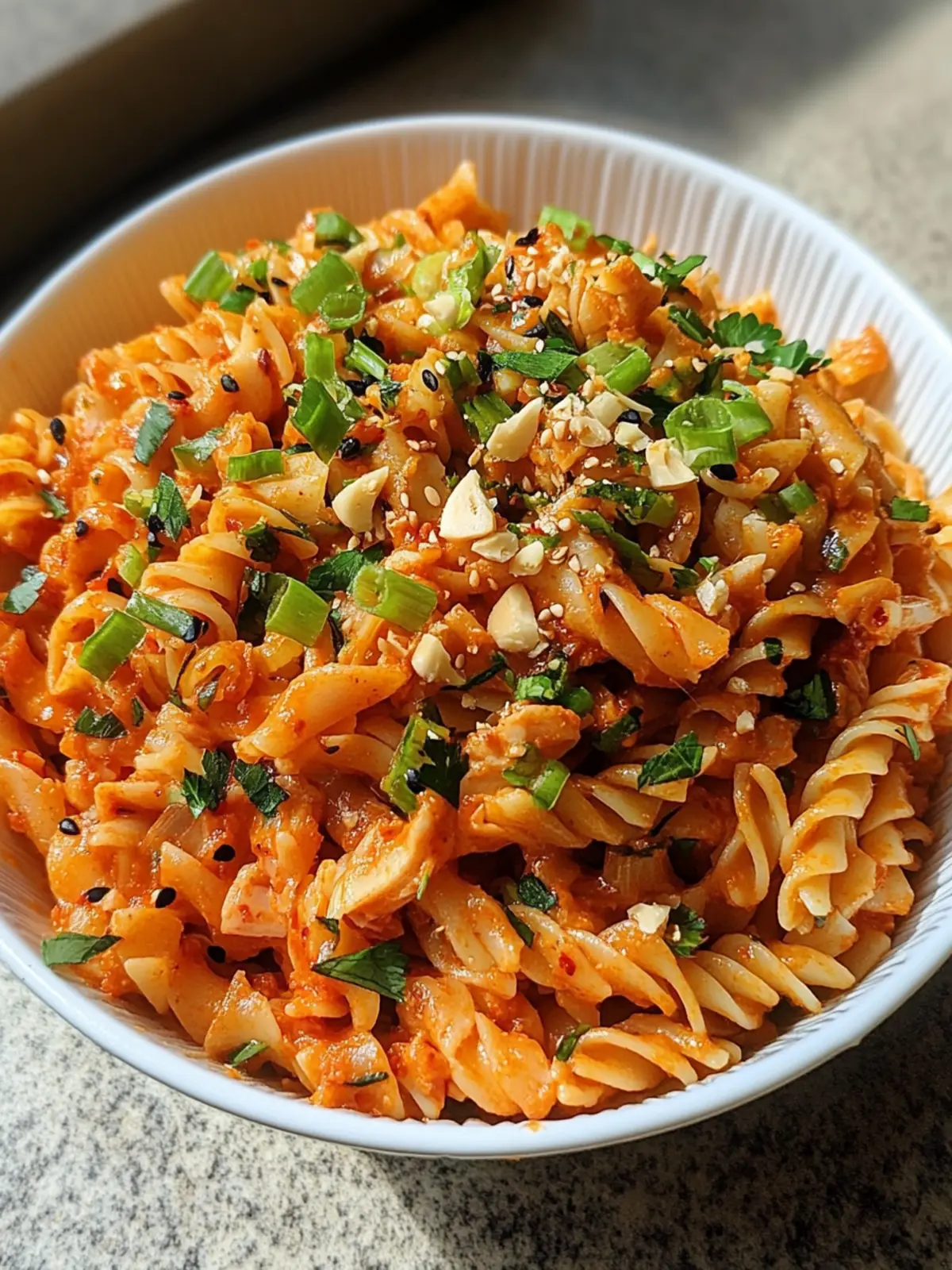 Zesty Spicy Kimchi Pasta Salad You'll Love Making at Home 3 Spicy Kimchi Pasta Salad