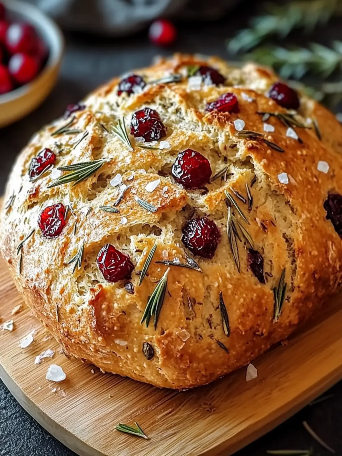 Delicious Rosemary Cranberry Bread with Olive Oil & Sea Salt 4 Rosemary Cranberry Bread with Olive Oil & Sea Salt