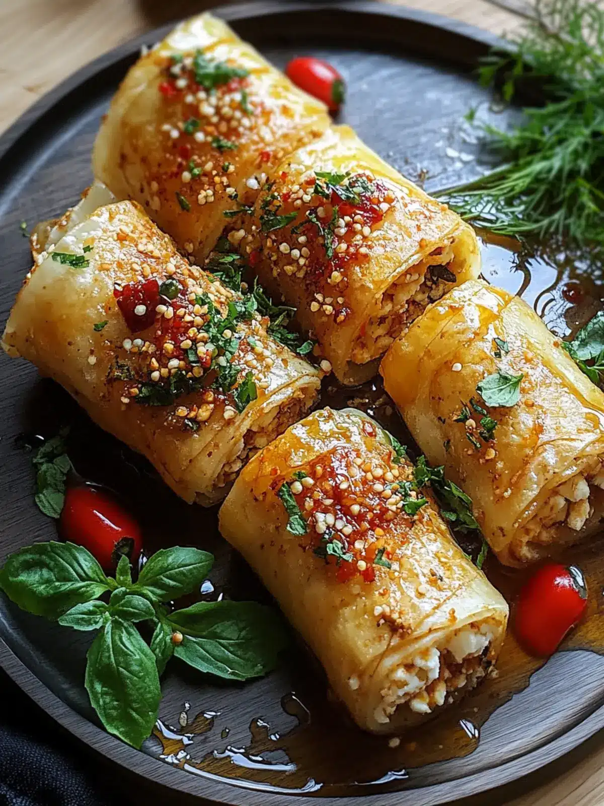 Savor the Crunch: Oven Fried Feta Rolls with Chili Honey 2 Oven Fried Feta Rolls with Chili Honey