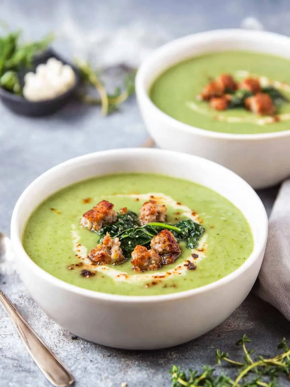 Creamy Cauliflower Spinach Soup with Sausage Delight 4 Cauliflower Spinach Soup with Sausage