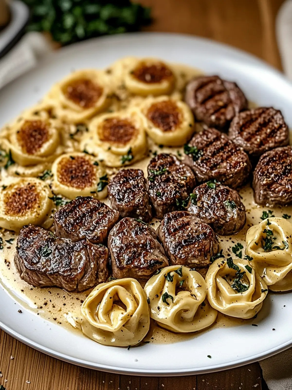 Savor Garlic Butter Steak with Cheesy Alfredo Tortellini Joy 2 Garlic Butter Steak with Cheesy Alfredo Tortellini