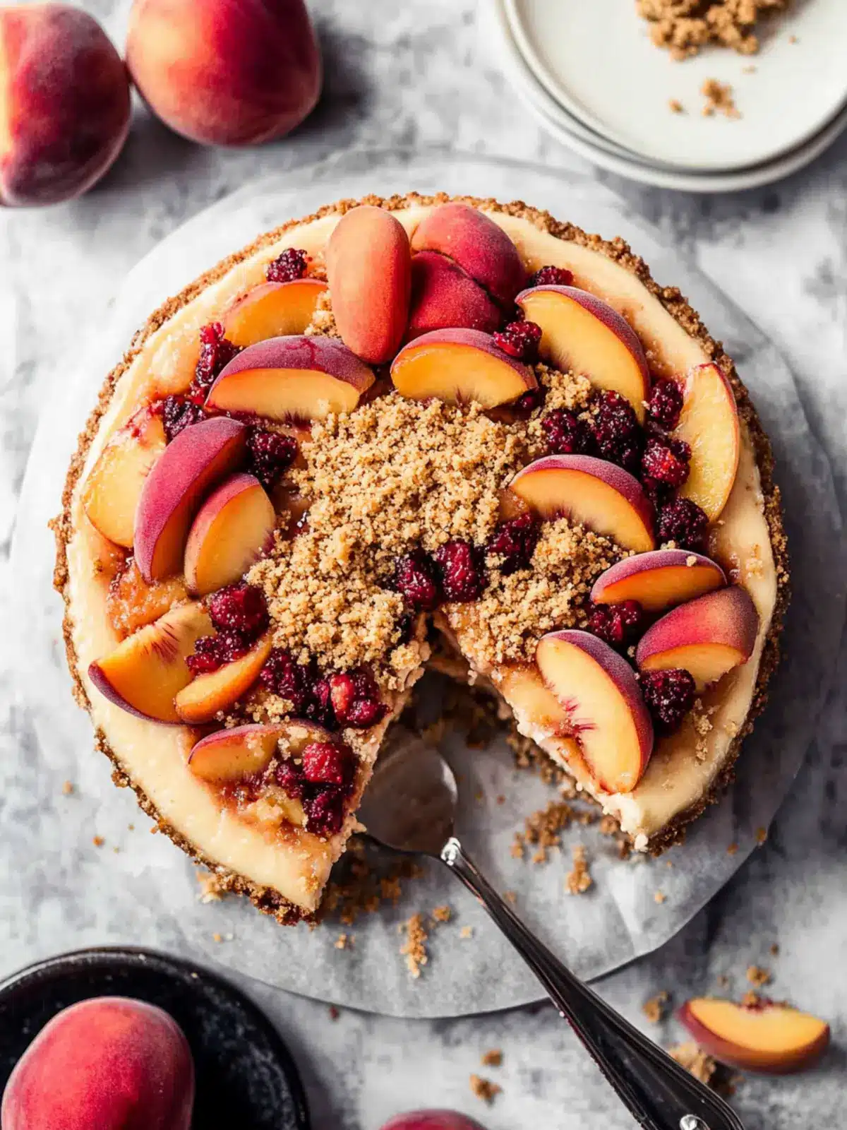 Indulge in Peach Cobbler Cheesecake Bliss at Home 3 Peach Cobbler Cheesecake