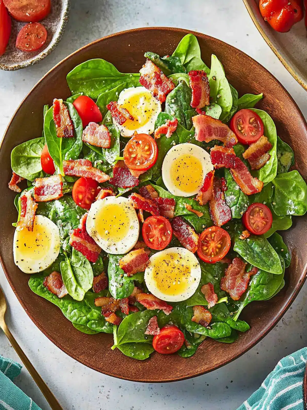 Spinach Salad with Warm Bacon Dressing for Flavor Lovers 3 Spinach Salad with Warm Bacon Dressing