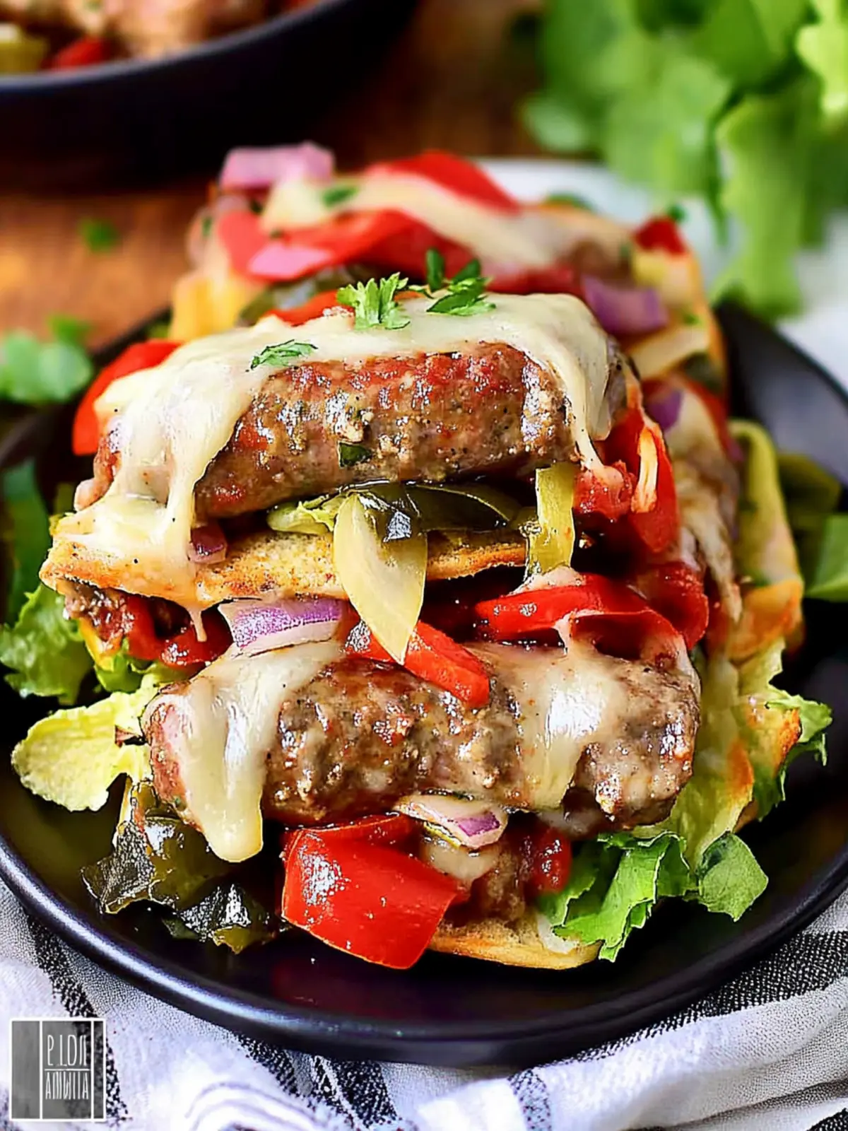 Savor Loaded Italian Sausages with Colorful Veggie Toppings 3 Loaded Italian Sausages