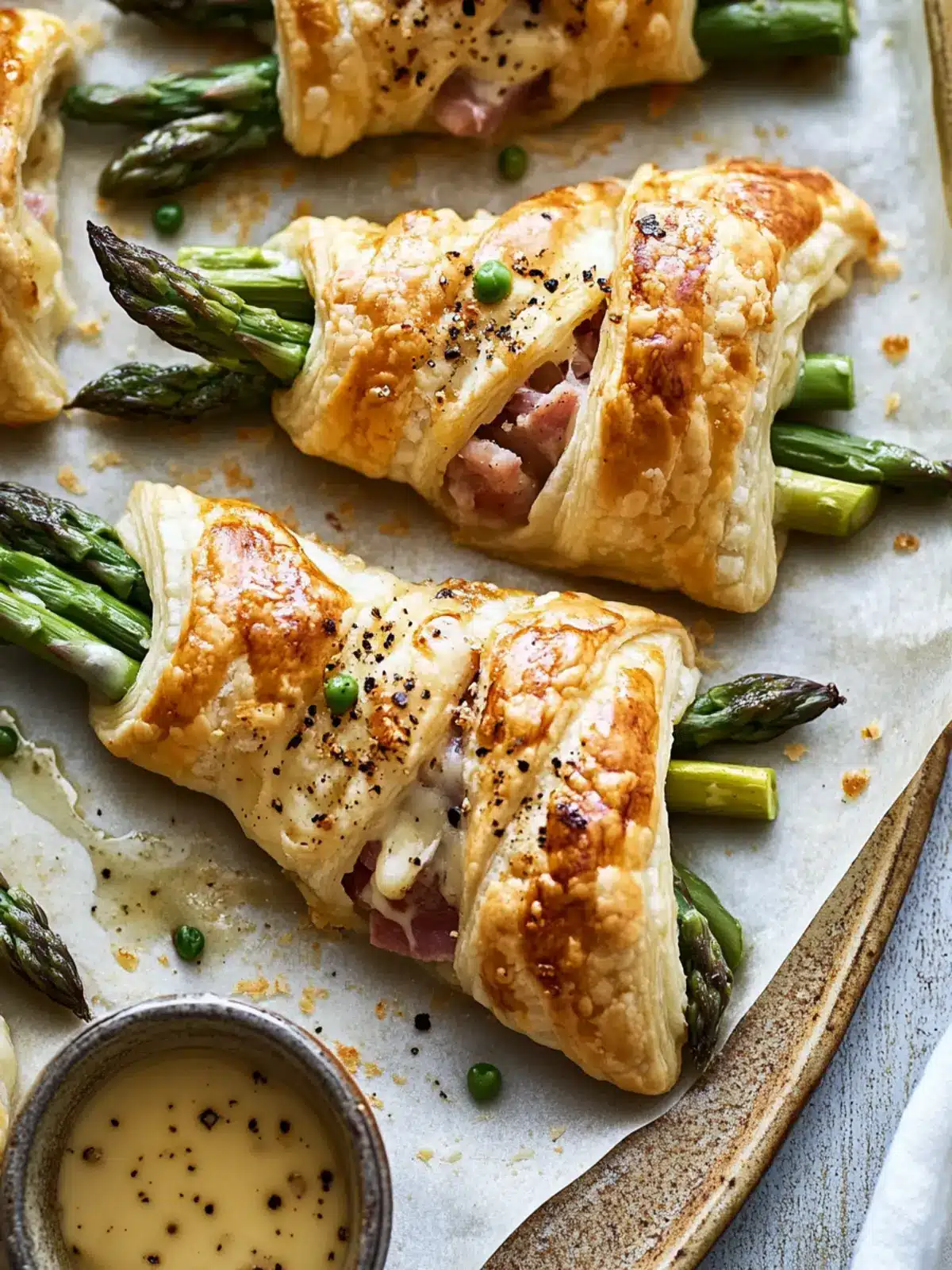 Irresistible Asparagus Ham & Cheese Puff Pastry Bundles 2 Asparagus Ham & Cheese Puff Pastry Bundles