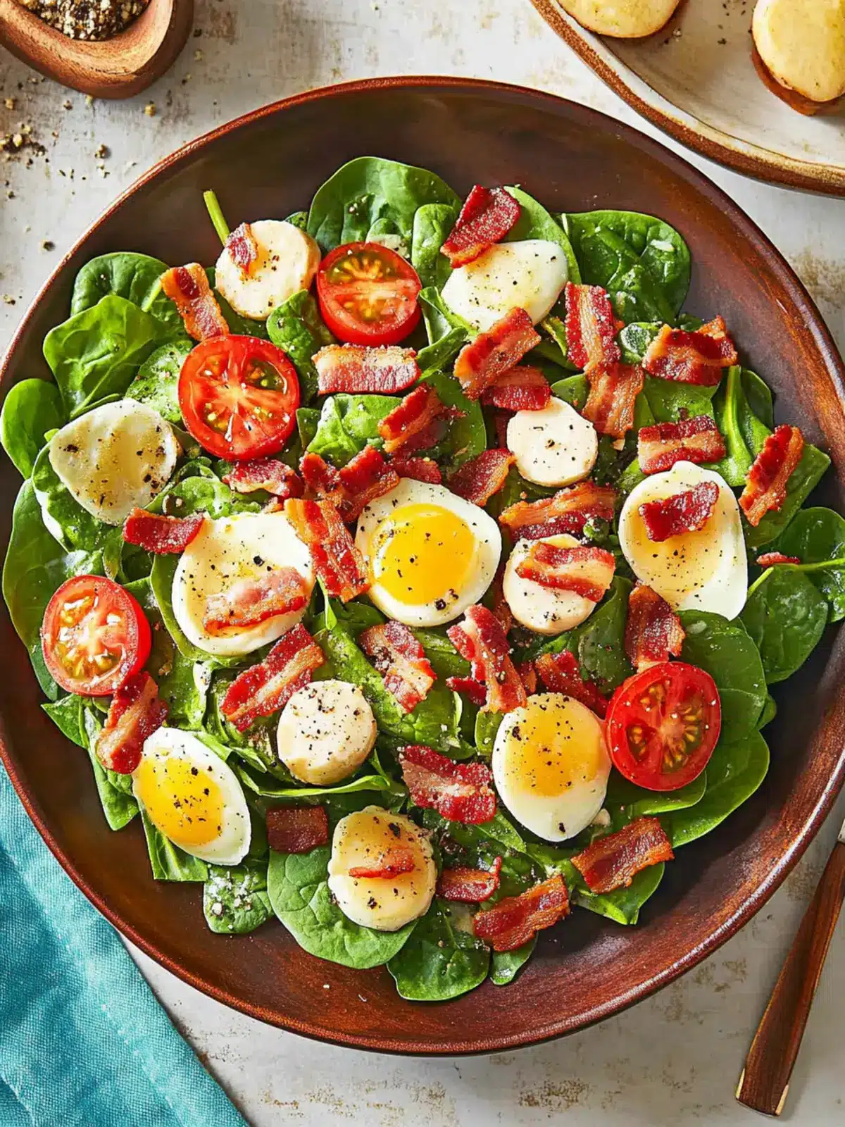 Spinach Salad with Warm Bacon Dressing for Flavor Lovers 2 Spinach Salad with Warm Bacon Dressing