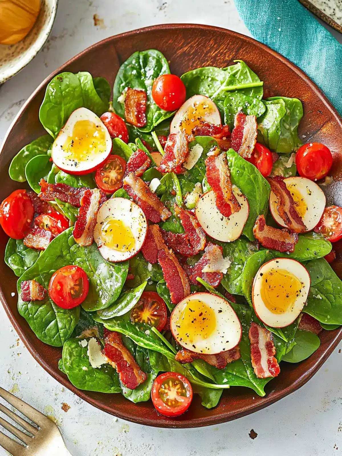 Spinach Salad with Warm Bacon Dressing for Flavor Lovers 4 Spinach Salad with Warm Bacon Dressing