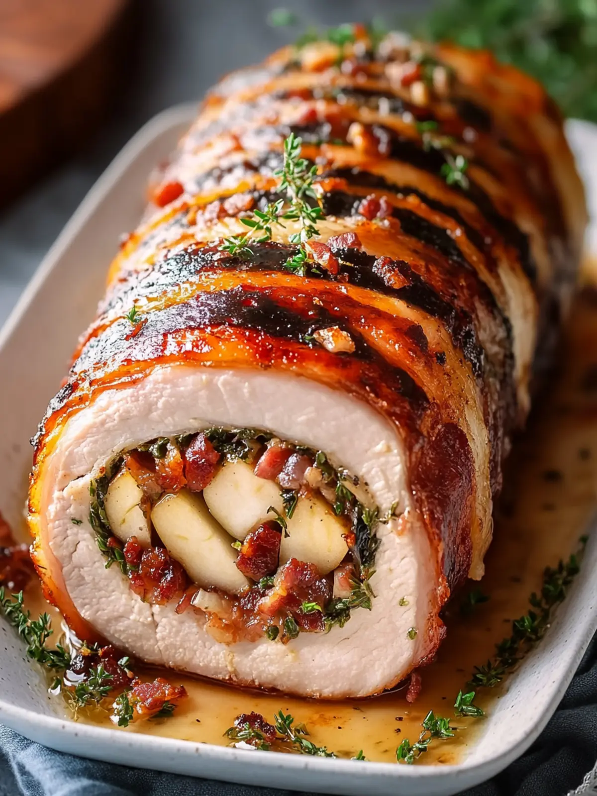 Savory Apple & Bacon Stuffed Pork Loin Roll for Festive Feasts 3 Apple & Bacon Stuffed Pork Loin Roll