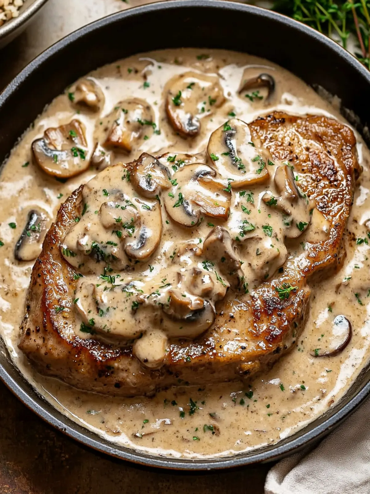 Savory Pork Chops with Irresistible Mushroom Cream Sauce 4 Pork Chop with Mushroom Cream Sauce
