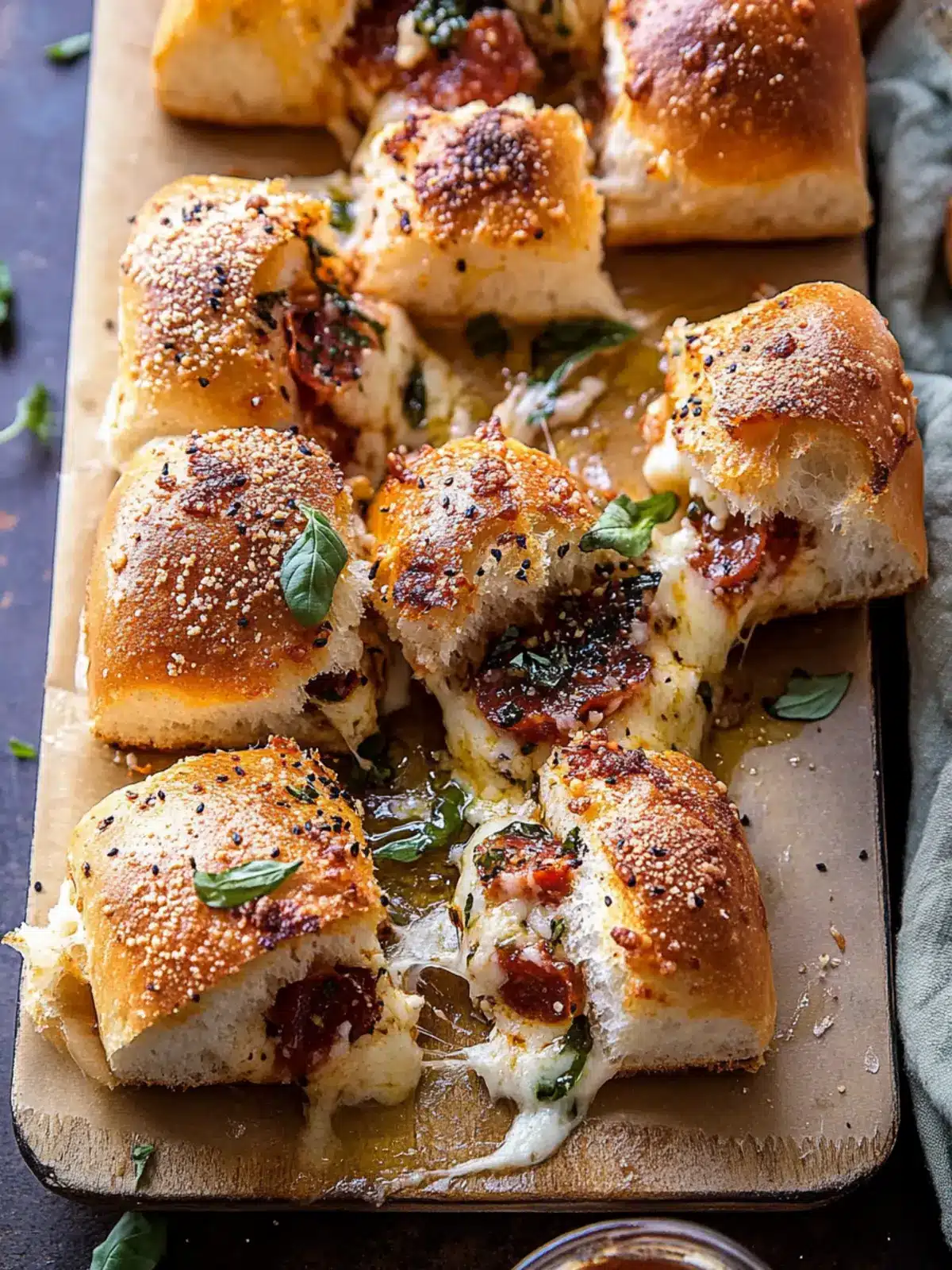 Savor Pull Apart Roasted Garlic Pizza Dip Sliders Tonight! 2 Pull Apart Roasted Garlic Pizza Dip Sliders