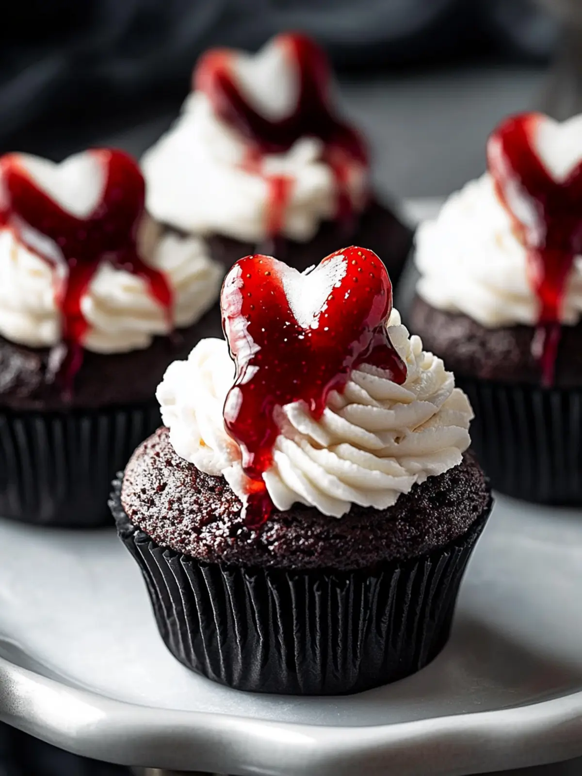Vampire Bite Cupcakes with Strawberry Jam Filling for Spooky Fun 3 Vampire Bite Cupcakes with Strawberry Jam Filling