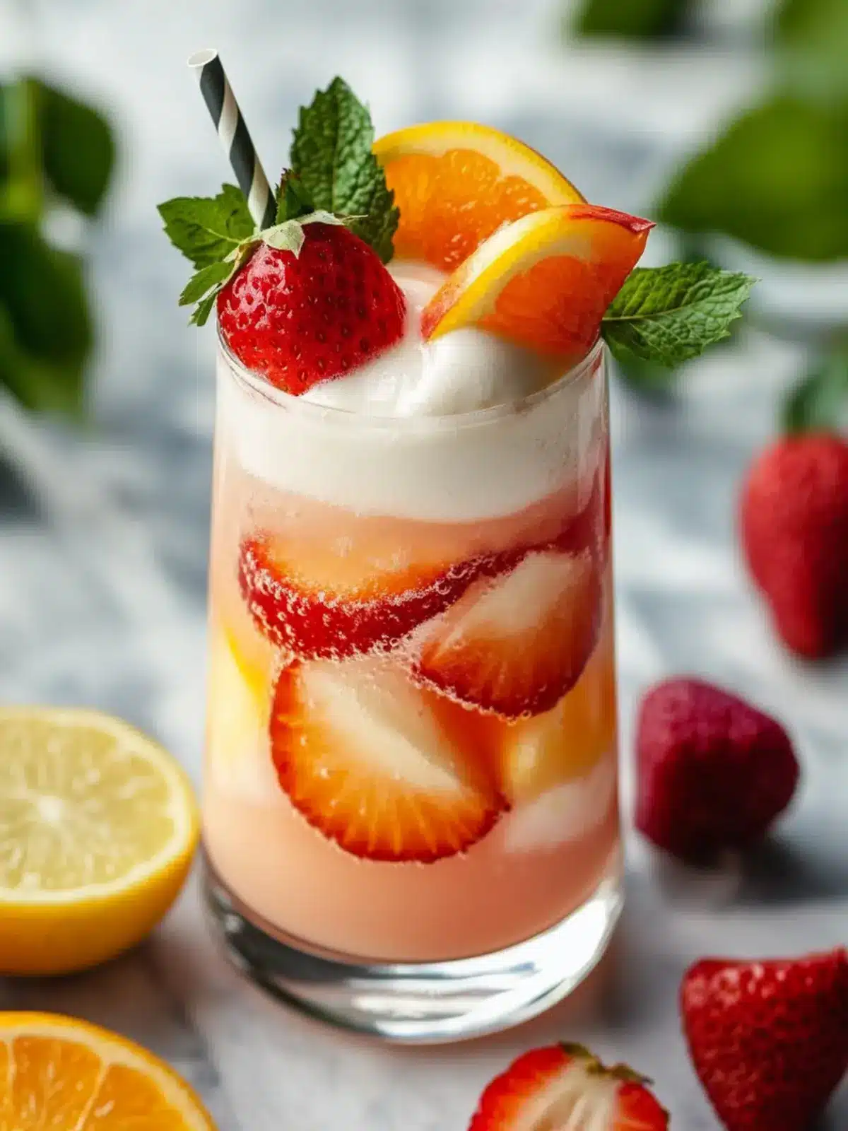 Refreshing Fruit Irish Cream Soda with Fresh Strawberries 4 Fruit Irish Cream Soda